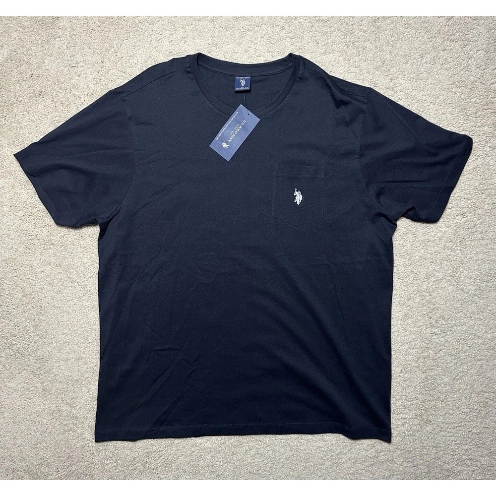 U.S. Polo Assn. T-Shirt XL Men's Black White Logo Plain Black T Crew Neck